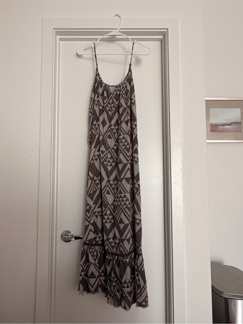 aerie Geometric Spaghetti-Strap Maxi Dress M